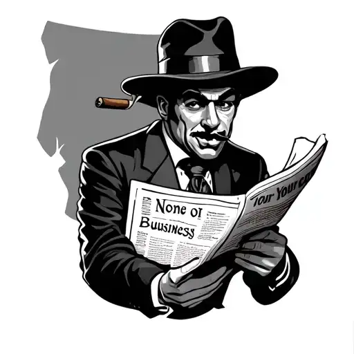 Retro Gangster Man With Cigar Reading Newspaper That Says On It None Of Your Business