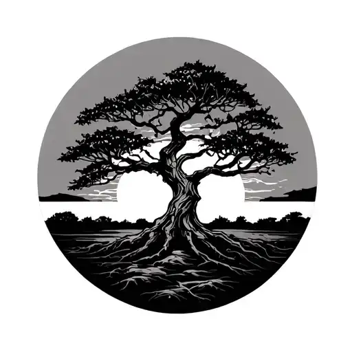 Poison Tree In Front Of A Sunset Background