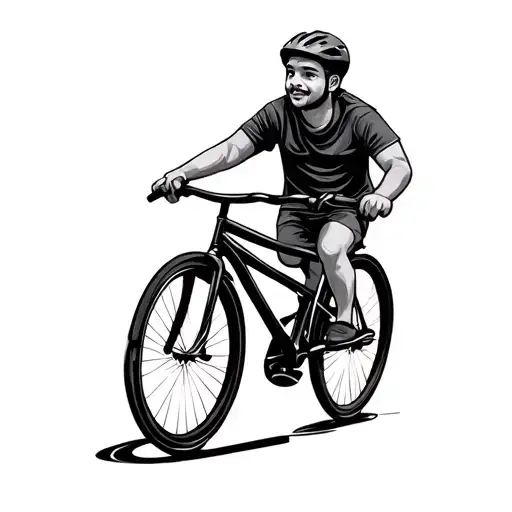 Dad And Son Riding Bicycle