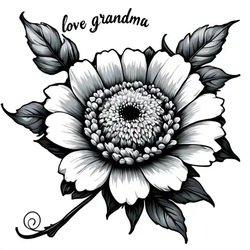 Flower With Writing Saying Love Grandma