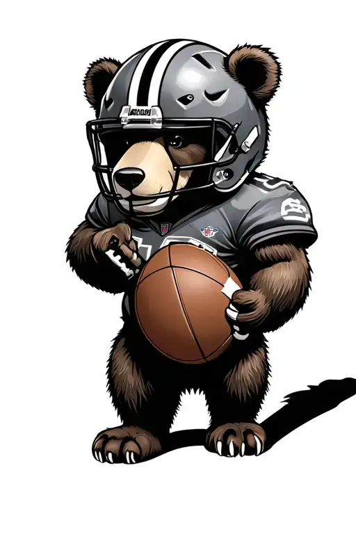 Bear With Football Helmet