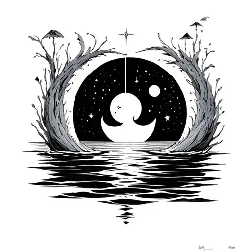 Water And Moon Surrounded