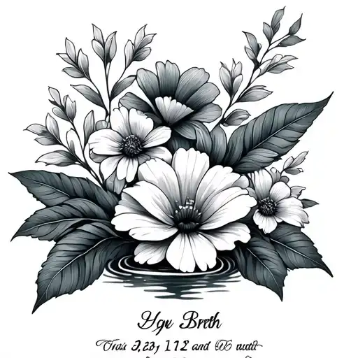 Nature With Flowers And Water With Date Of Birth