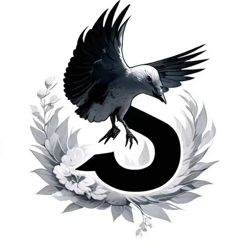 Dove Flying With Letter S Letter