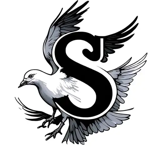 Dove Flying With Letter S Letter
