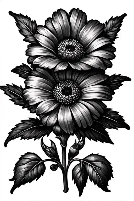 Small July And February Birth Flower Tattoo Design