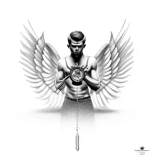 Male Angel With Clock