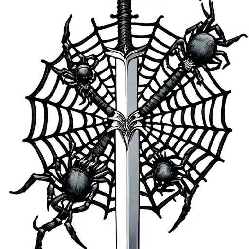 Spider Web Intertwined A Sword With Spiders In It