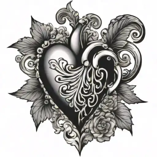 Black And Gray Heart Shape