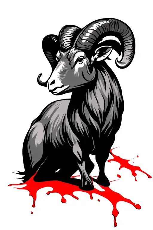 Blood Red And Black Ram Silhouette