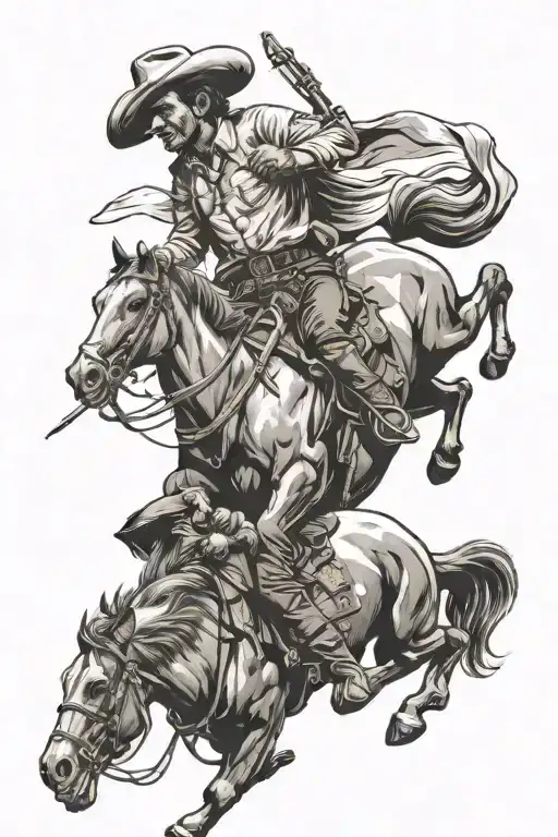 Old Western Cowboy Riding