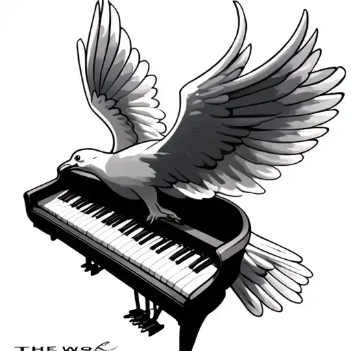 Heaven Dove Flying With Piano Keys On Its Wings