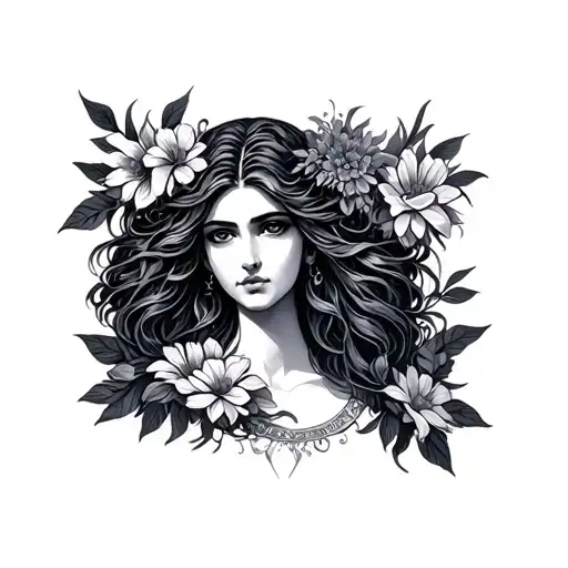 Virgo And Aquarius Goddess With Flowers