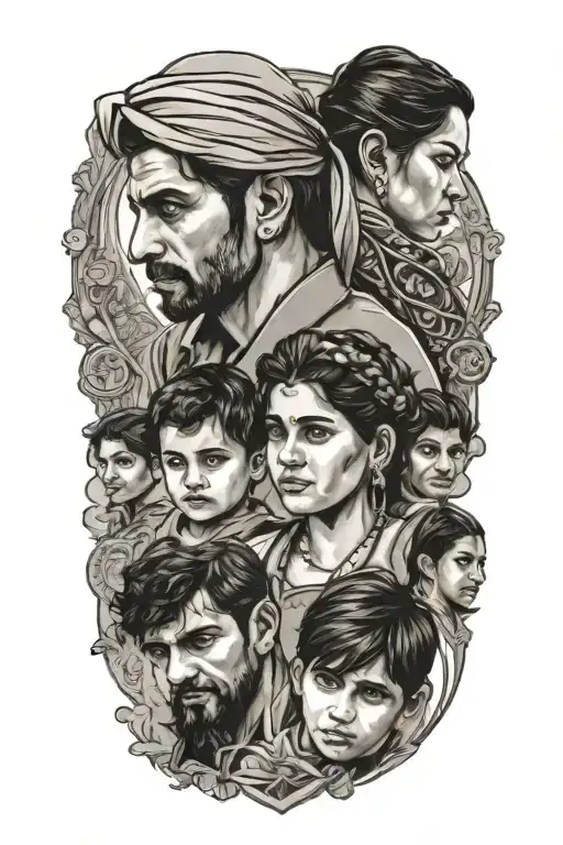 Kurdish Family Boy Girl Woman Man