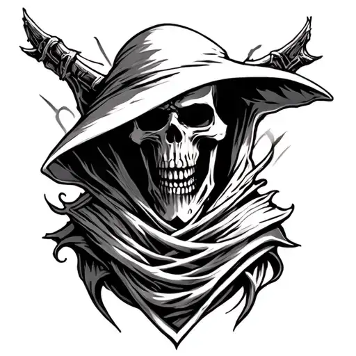 Grim Reaper Tattoo On Chest For Man