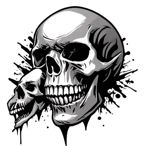 Skull Hear No See No Speak With Neo Tribal Lines