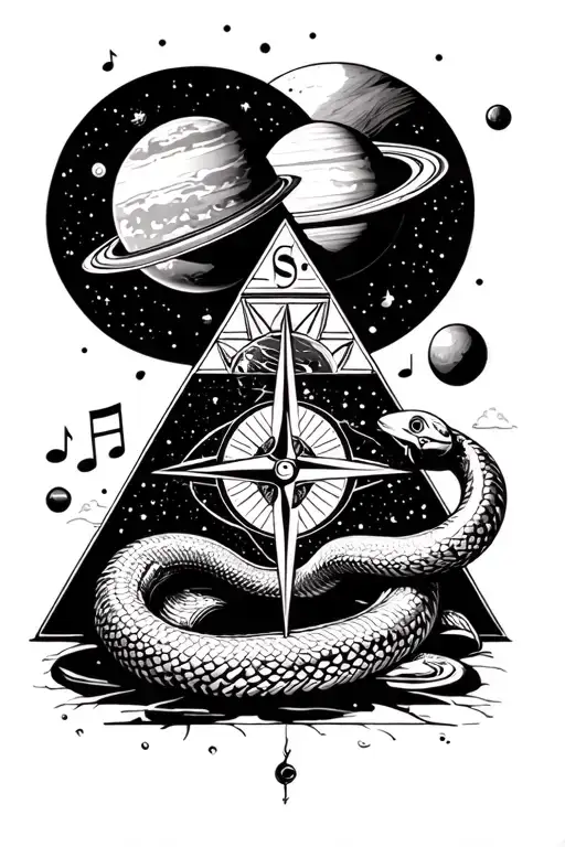 Time Pyramid Snake Compass Planets Space Music