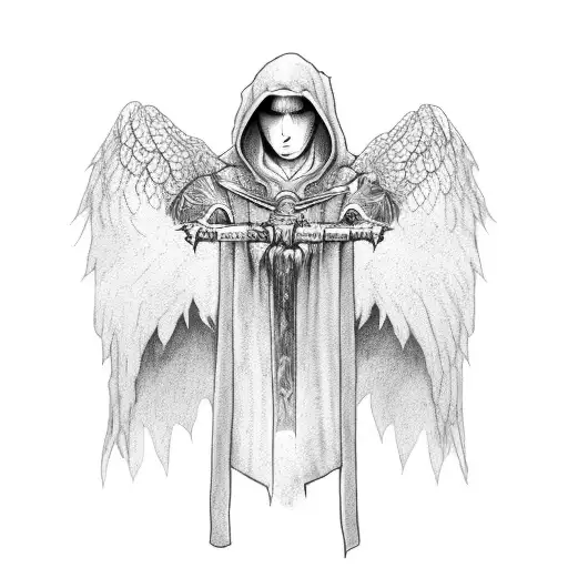 Fallen Angel Hooded Cloak And Sword