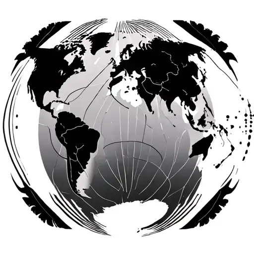 World Map And Symbol For Connection
