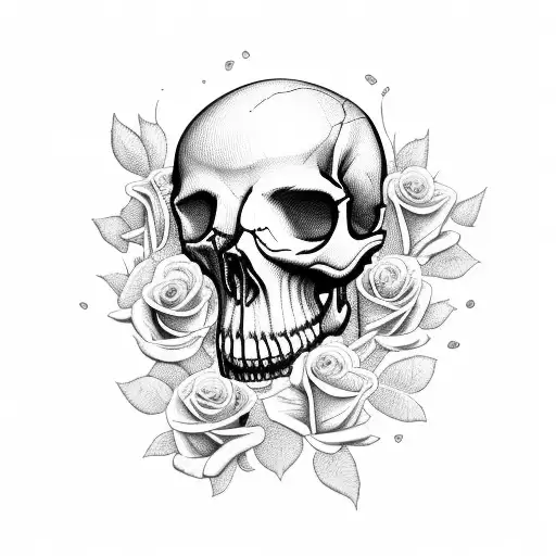 Skull With Guitar And Roses