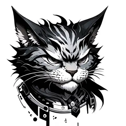 Cheshire Cat Samurai Cyberpunk