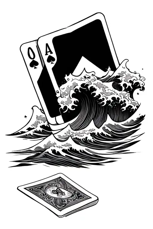 Cards And Waves In The Background