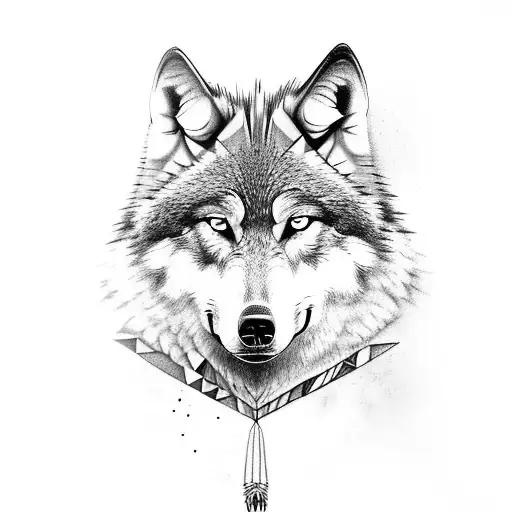 Wolf With Native American