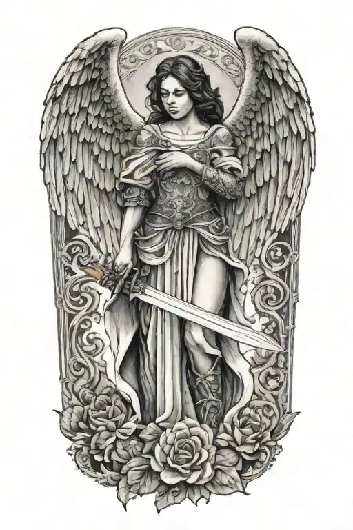 Angel Holding Sword Downwards