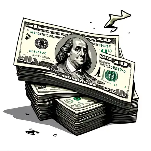 Stack Of Money And Ripped Money