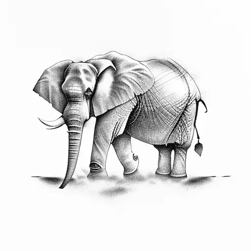 Elephant Silhouette With A Sunset Background