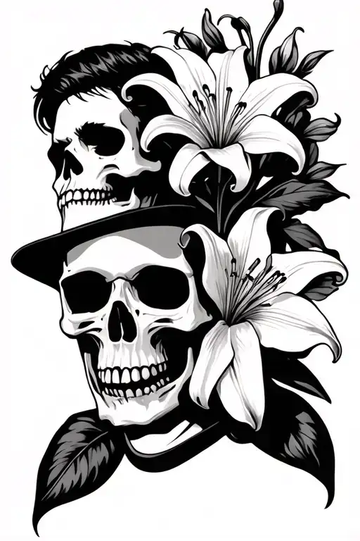 Skull And Lily Flower And Brother