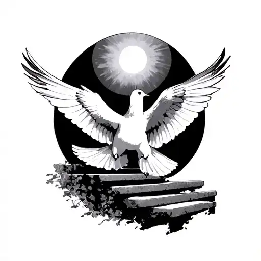 2 Dove Flying Hand Of God Stair Way To Heaven