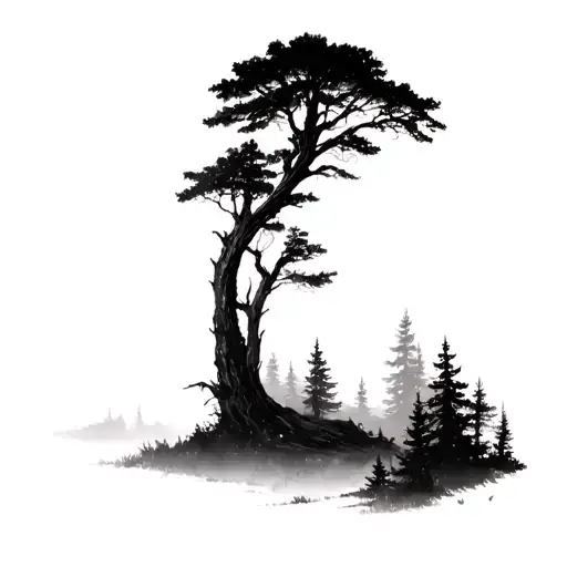 Dark Shaded Dense Forest Scene