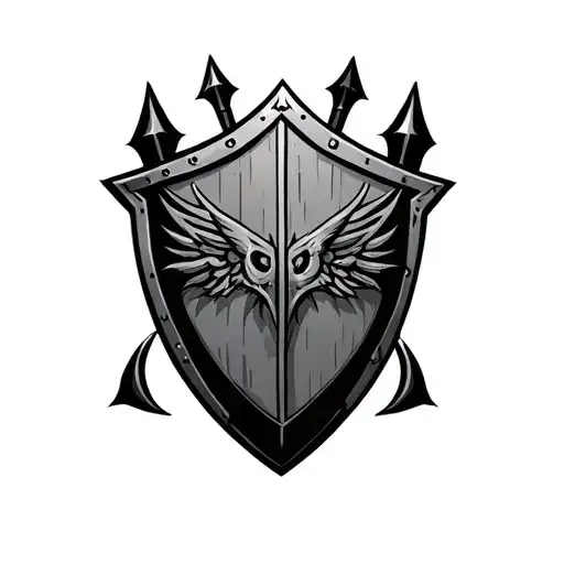 Shield With 3 Points At The Top With Norse Style Ab