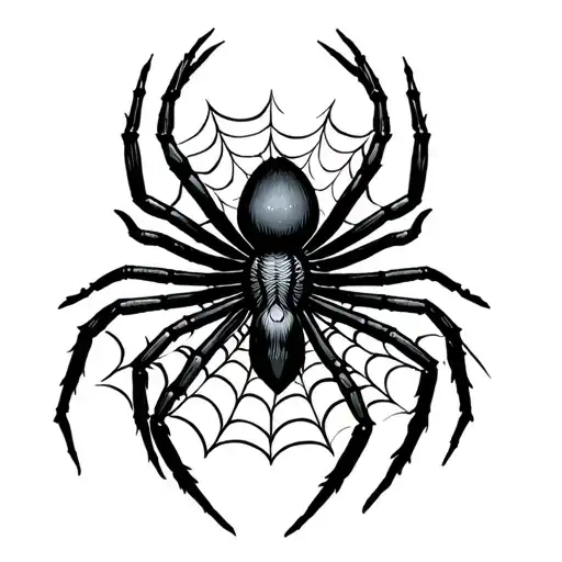 Dark Spider With Mandala Design As The Web