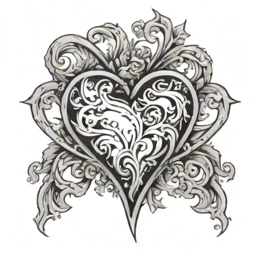 Black And Gray Heart Shape Outline