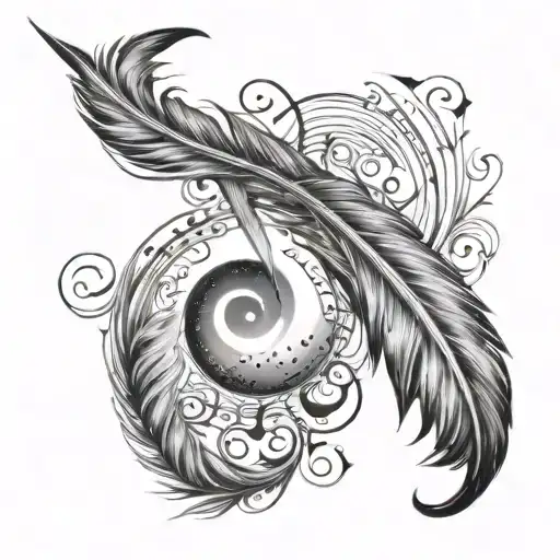 Moon Feather Music Notes Floating Away