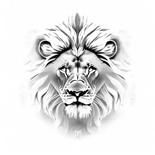 Lion's Head Mixed With A Spartan Warrior