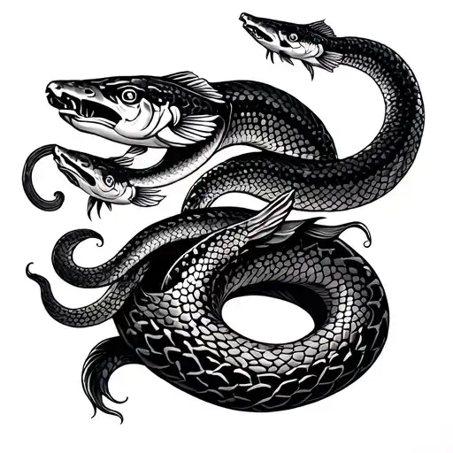 Understanding And Wisdom With A Snake And Two Fish