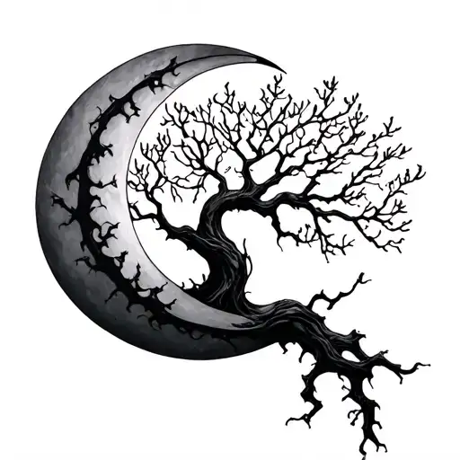 Minimalist Poison Tree And Crescent Moon