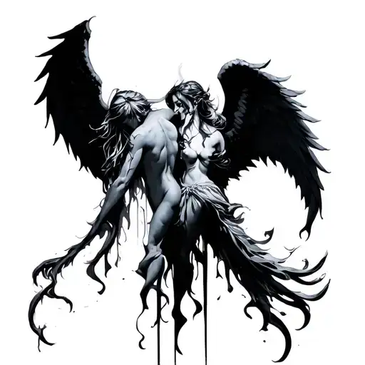 Wings On The Back Demon And Angel