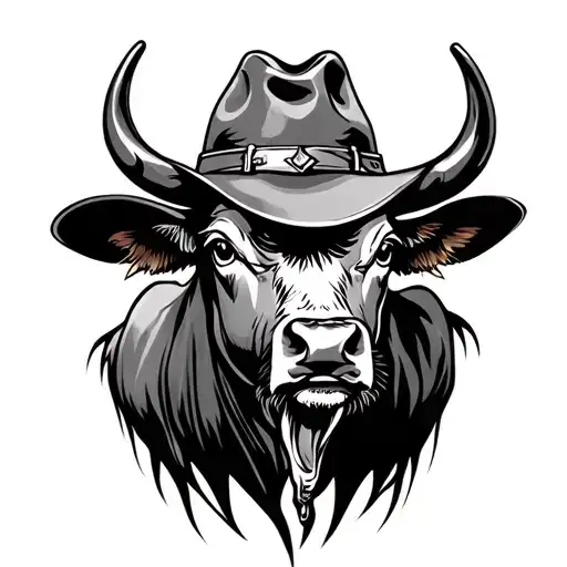 Bull Carcass Wearing Cowboy Hat