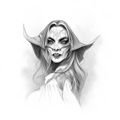 Beautiful Witch Face Side Portrait