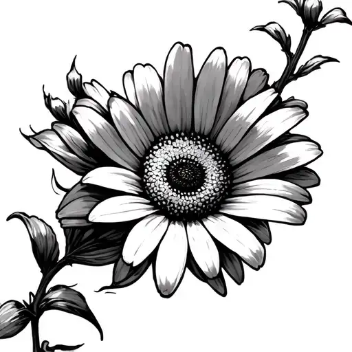 Upside Down Daisy Flower With Sider Web Around Stem