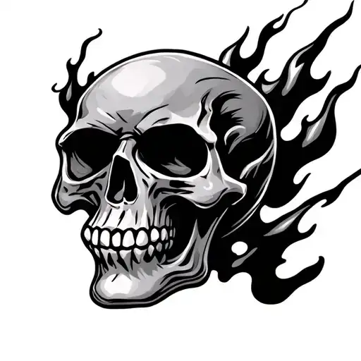 Piston Head Skull With Flames
