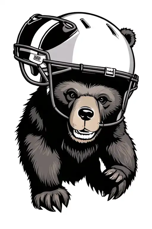 Bear With Football Helmet
