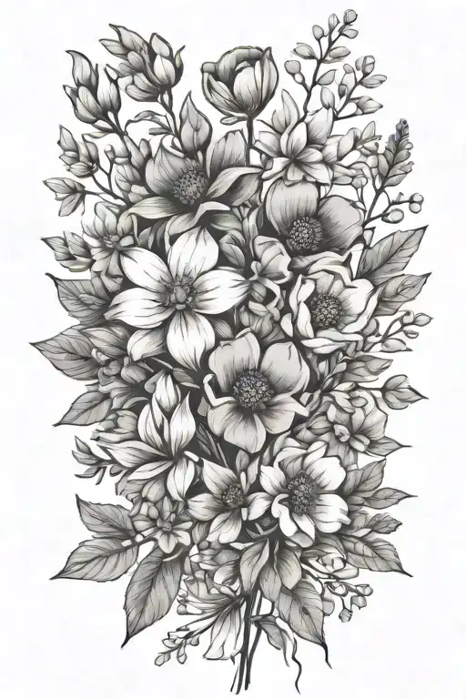 Wildflower Bouquet With Stems Tied Together