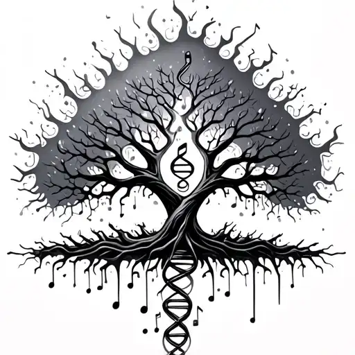 Plash Design Dna Tree With Musical Notes