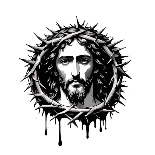 Jesus' Crown Of Thorns With Blood Dripping