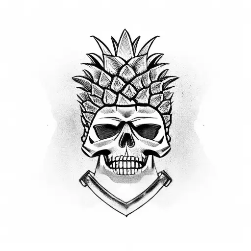 A Military Helmet With A Pineapple And Skull Design